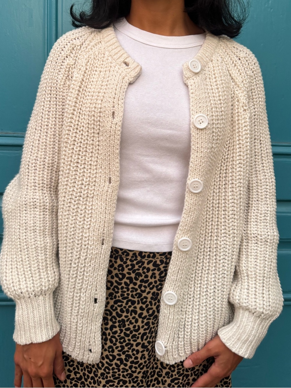 Chunky Knit Cardigan | Cream | Size S
